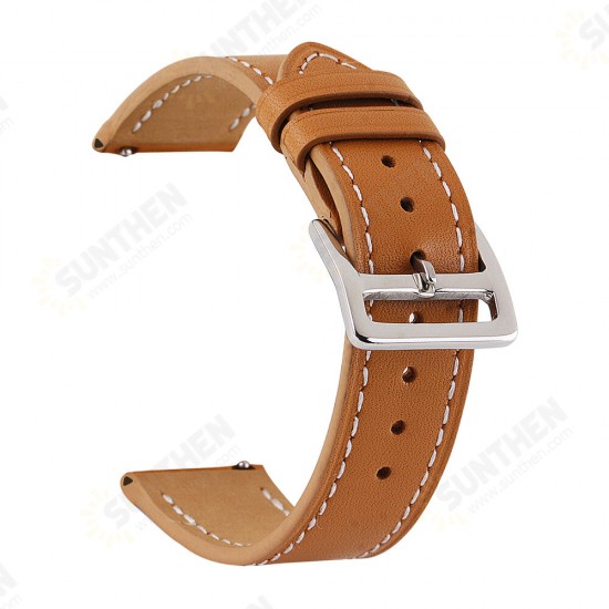 18/20/22/24mm Width Casual Pure First-Layer Genuine Leather Watch Band Strap Replacement for Samsung Gear S3