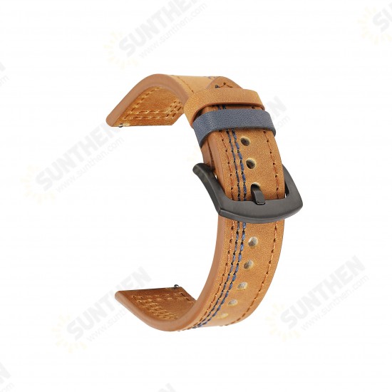 18/20/22/24mm Width Universal First-Layer Genuine Leather Watch Band Strap Replacement for Samsung Galaxy Watch 3