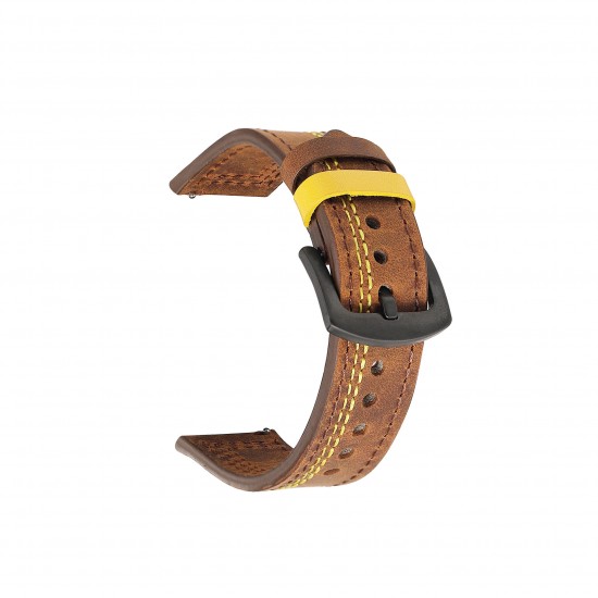 18/20/22/24mm Width Universal First-Layer Genuine Leather Watch Band Strap Replacement for Samsung Galaxy Watch 3