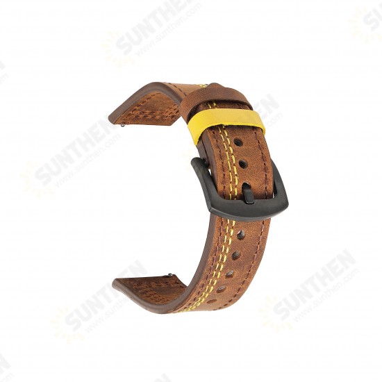 18/20/22/24mm Width Universal First-Layer Genuine Leather Watch Band Strap Replacement for Samsung Galaxy Watch 3