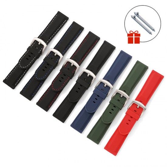 18/20/22/24mm Width Universal Pure Soft Rubber Watch Band Strap Replacement for Samsung Galaxy Watch 3 41mm / Gear S3 / Honor Magic / Vivoactive 4 / Huami Amazfit