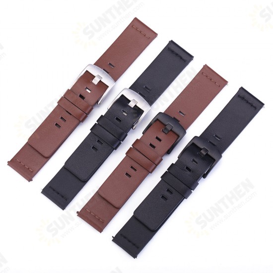 18/20/22mm Width Universal Pure Genuine Leather Watch Band Strap Replacement for Samsung Galaxy Watch 3 41mm / Gear S3 / Honor Magic / Vivoactive 4