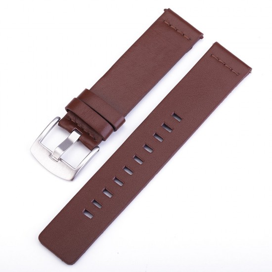 18/20/22mm Width Universal Pure Genuine Leather Watch Band Strap Replacement for Samsung Galaxy Watch 3 41mm / Gear S3 / Honor Magic / Vivoactive 4