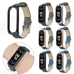 2-In-1 Comfortable Lightweight with Plating Watch Case Denim Texture PU Leather Watch Band Strap Replacement for Xiaomi Mi Band 6 / Mi Band 5 Non-Original 2-In-1 Comfortable Lightweight with Plating Watch Case Denim Texture PU Leather Watch Band Strap Replacement for Xiaomi Mi Band 6 / Mi Band 5 Non-Original