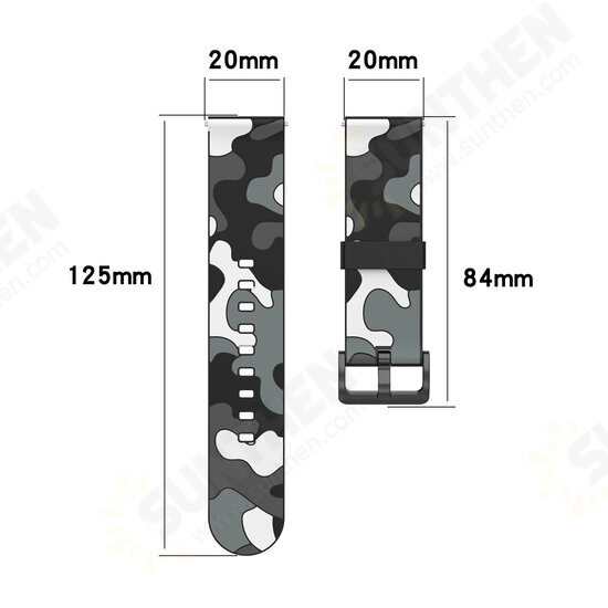 20 / 22 mm Universal Camouflage Replacement Silicone Watch Band for Solar Smart Watch Non-original