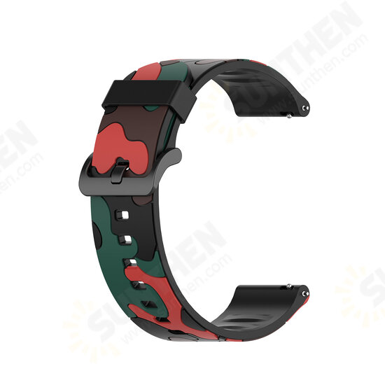 20 / 22 mm Universal Camouflage Replacement Silicone Watch Band for Solar Smart Watch Non-original