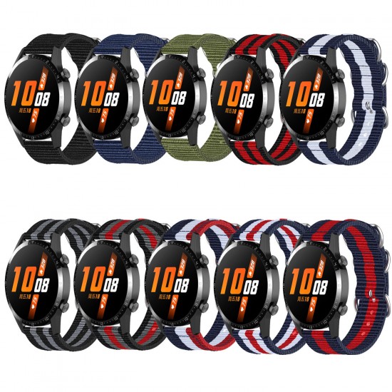 20/22mm Width Breathable Sweatproof Nylon Canvas Watch Band Strap Replacement for HuWatch GT3/2