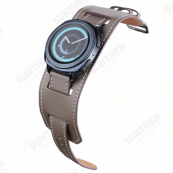 20/22mm Width Business Pure Leather Watch Band Strap Replacement for Samsung Gear S2/ S3/ Sport