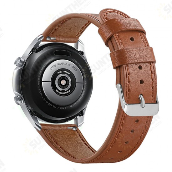 20/22mm Width Casual First-Layer Genuine Leather Watch Band Strap Replacement for Samsung Galaxy Watch 3 41/45mm