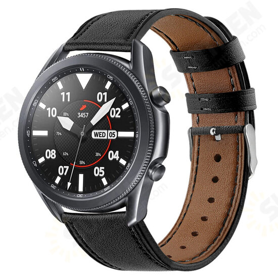 20/22mm Width Casual First-Layer Genuine Leather Watch Band Strap Replacement for Samsung Galaxy Watch 3 41/45mm