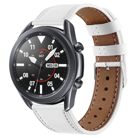 20/22mm Width Casual First-Layer Genuine Leather Watch Band Strap Replacement for Samsung Galaxy Watch 3 41/45mm