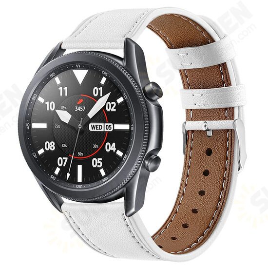 20/22mm Width Casual First-Layer Genuine Leather Watch Band Strap Replacement for Samsung Galaxy Watch 3 41/45mm