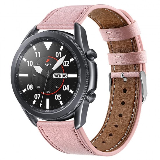 20/22mm Width Casual First-Layer Genuine Leather Watch Band Strap Replacement for Samsung Galaxy Watch 3 41/45mm