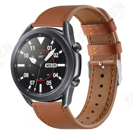 20/22mm Width Casual First-Layer Genuine Leather Watch Band Strap Replacement for Samsung Galaxy Watch 3 41/45mm