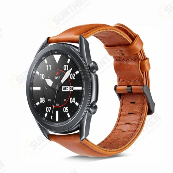 20/22mm Width Casual Genuine Leather Watch Band Strap Replacement for Samsung Galaxy Watch 3 41/ 45mm HuWatch GT