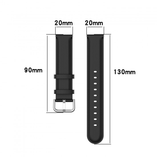 20/22mm Width Universal Casual PU Leather Watch Band Strap Replacement for Samsung Galaxy watch3 41mm R840 / 45mm R850 Huami Amazfit BIP