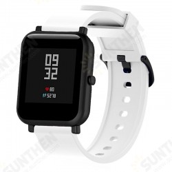 20MM Monochrome Silicone Black Buckle Smart Watch Band Replacement Strap For Amazfit Bip