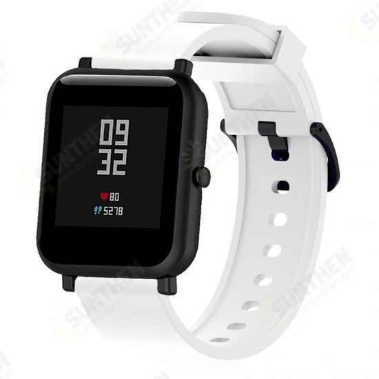 20MM Monochrome Silicone Black Buckle Smart Watch Band Replacement Strap For Amazfit Bip