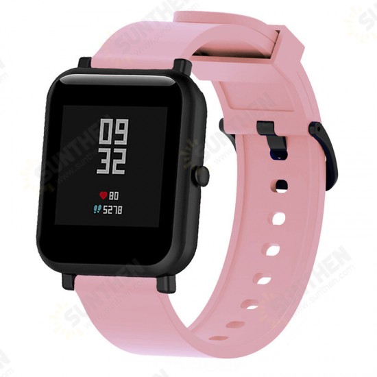 20MM Monochrome Silicone Black Buckle Smart Watch Band Replacement Strap For Amazfit Bip