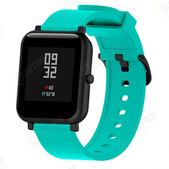 20MM Monochrome Silicone Black Buckle Smart Watch Band Replacement Strap For Amazfit Bip