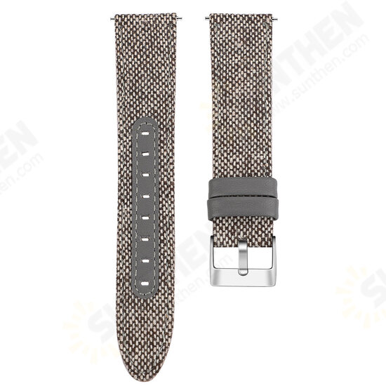 20MM Nylon Canvas Genuine Leather Watch Band For Amazfit GTS