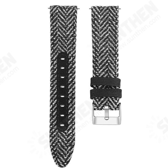 20MM Nylon Canvas Genuine Leather Watch Band For Amazfit GTS