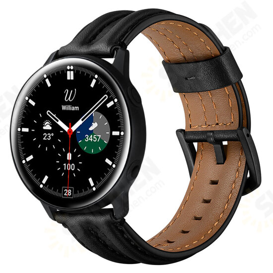 20MM Universal Keel Leather Watch Band Strap Replacement for Samsung Galaxy Watch4 Classic