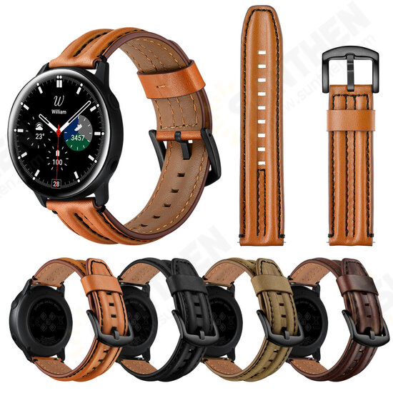 20MM Universal Keel Leather Watch Band Strap Replacement for Samsung Galaxy Watch4 Classic