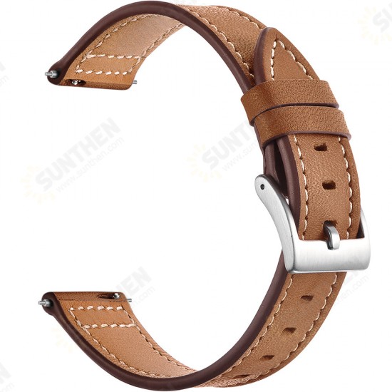 20MM Universal Silver Clasp Leather Watch Band Strap Replacement for Samsung Galaxy Watch4 Classic