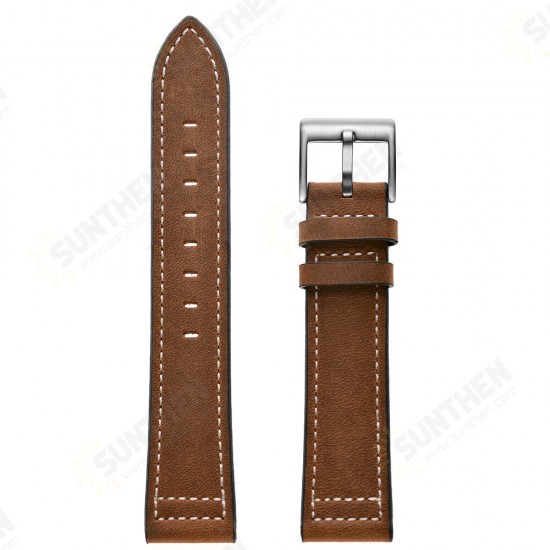 20MM Universal Silver Clasp Leather Watch Band Strap Replacement for Samsung Galaxy Watch4 Classic