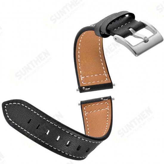 20MM Universal Silver Clasp Leather Watch Band Strap Replacement for Samsung Galaxy Watch4 Classic