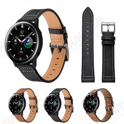 20MM Universal Silver Clasp Leather Watch Band Strap Replacement for Samsung Galaxy Watch4 Classic 20MM Universal Silver Clasp Leather Watch Band Strap Replacement for Samsung Galaxy Watch4 Classic