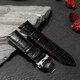 22-24mm Width Butterfly Buckle Genuine Leather Watch Band Strap Replacement