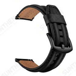 22mm First Layer Double Keel Genuine Leather Replacement Strap Smart Watch Band for Amazfit Smart Sport Watch 1/2S