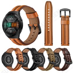 22mm First Layer Double Keel Genuine Leather Replacement Strap Smart Watch Band for HuWatch GT 2E