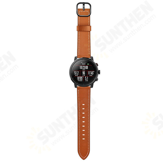 22mm First Layer Genuine Leather Replacement Strap Smart Watch Band for Amazfit Smart Sport Watch 1/2S