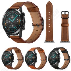 22mm First Layer Genuine Leather Replacement Strap Smart Watch Band for HuWatch GT1/2/2e 46MM
