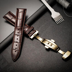 22mm Genuine Leather Strap Replacement Alligator Grain Watch Band