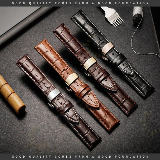 22mm Genuine Leather Strap Replacement Alligator Grain Watch Band