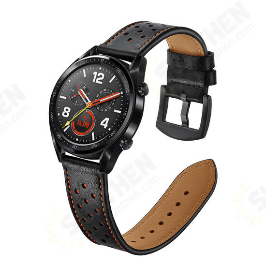 22mm Replacement Genuine Leather Ventilation Hole Watch Band Strap for HuGT Smart Watch 22mm Replacement Genuine Leather Ventilation Hole Watch Band Strap for HuGT Smart Watch
