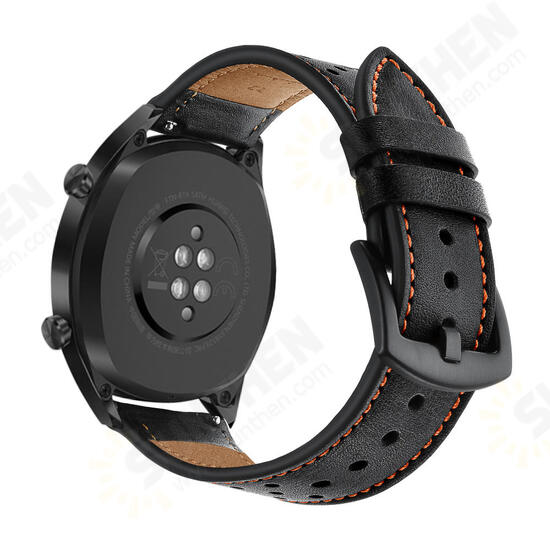 22mm Replacement Genuine Leather Ventilation Hole Watch Band Strap for HuGT Smart Watch 22mm Replacement Genuine Leather Ventilation Hole Watch Band Strap for HuGT Smart Watch