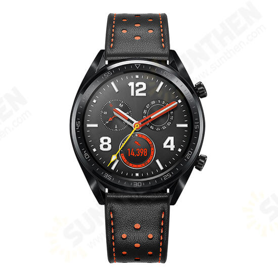 22mm Replacement Genuine Leather Ventilation Hole Watch Band Strap for HuGT Smart Watch 22mm Replacement Genuine Leather Ventilation Hole Watch Band Strap for HuGT Smart Watch