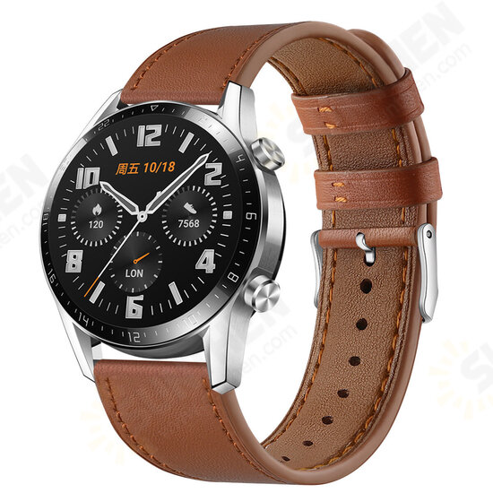 22mm Replacement Strap Genuine Leather Smart Watch Band For HuWATCH GT/GT2 46MM