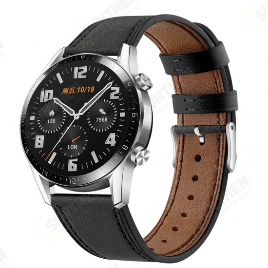 22mm Replacement Strap Genuine Leather Smart Watch Band For HuWATCH GT/GT2 46MM