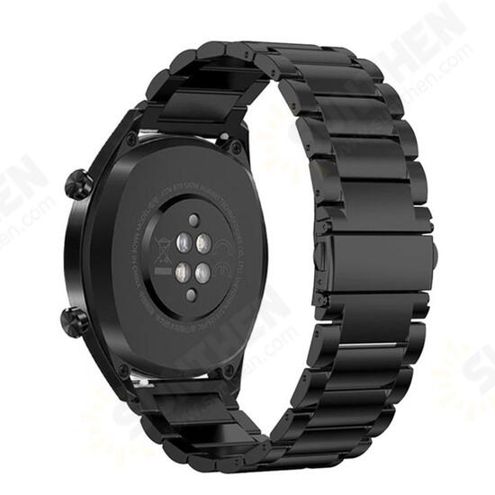 22mm Three Beads Solid Stainless Steel Watch Band for HuGT Smart Watch