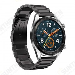 22mm Three Beads Solid Stainless Steel Watch Band for HuGT Smart Watch