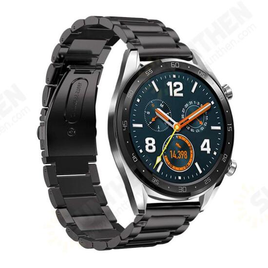 22mm Three Beads Solid Stainless Steel Watch Band for HuGT Smart Watch