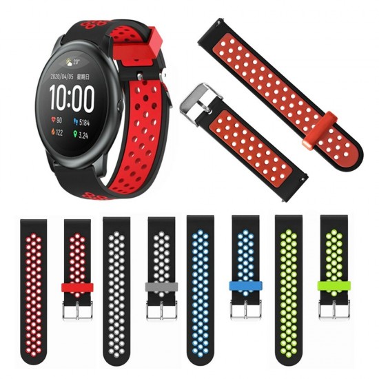 22mm Two-color Breathable Pin Buckle Silicone Smart Watch Band Replacement Strap For Xiaomi Solar Non-original