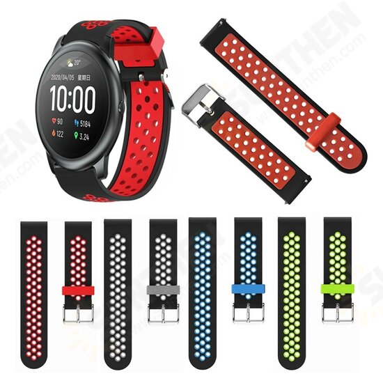 22mm Two-color Breathable Pin Buckle Silicone Smart Watch Band Replacement Strap For Xiaomi Solar Non-original