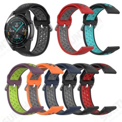 22mm Two-color Buckle Strap Stoma Silicone Replacement Strap For HuWatch GT2 46MM 22mm Two-color Buckle Strap Stoma Silicone Replacement Strap For HuWatch GT2 46MM